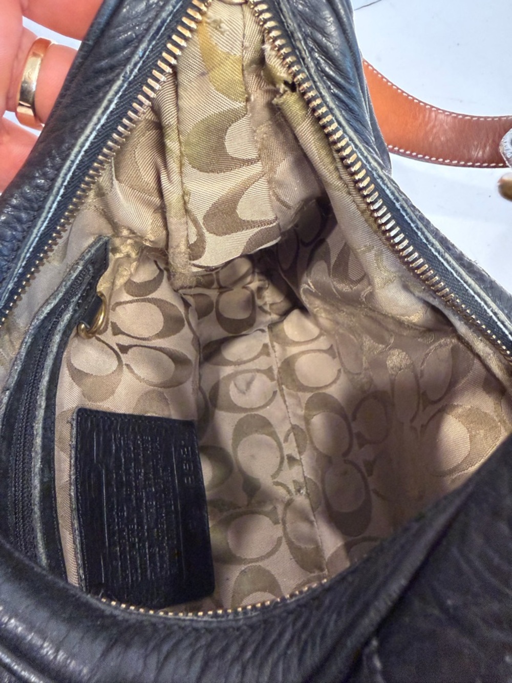 Rare vintage coach Black Leather Hobo Shoulder Bag call outs in photos Y2K - Picture 6 of 7